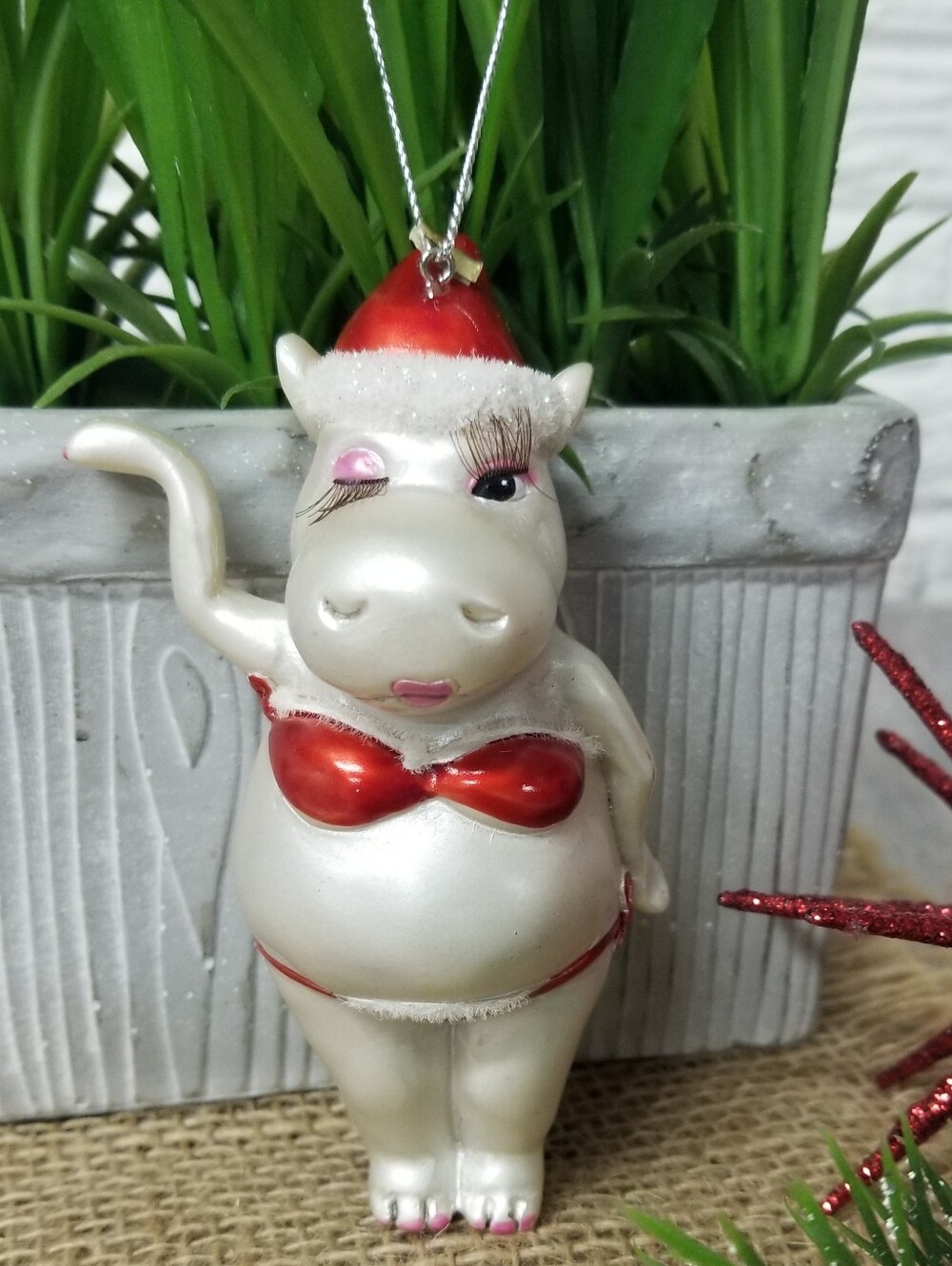 Saucy Winking Hippo Ornament